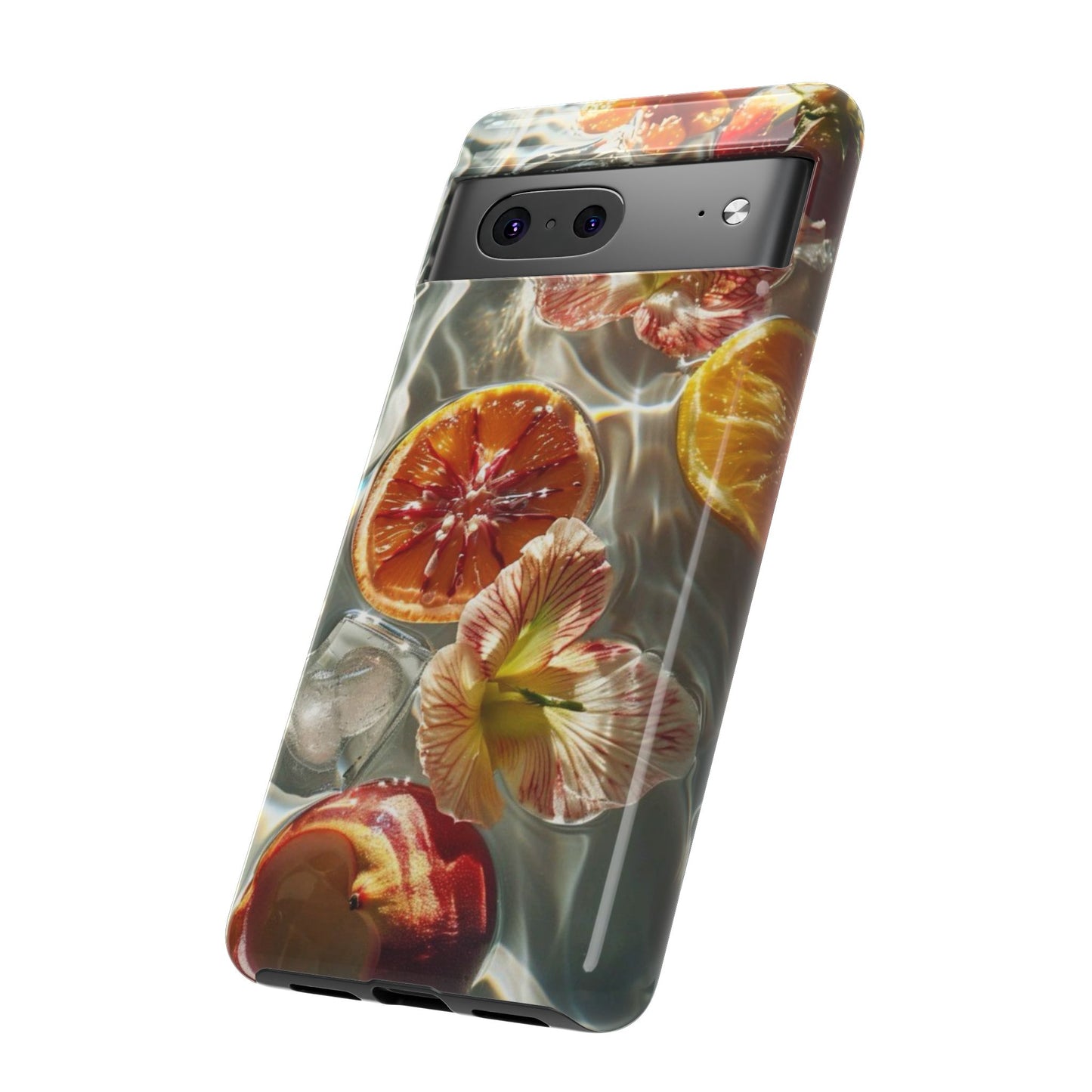 Citrus & Hibiscus Protective Phone Case – Summer Fruit Water Print Tough Case
