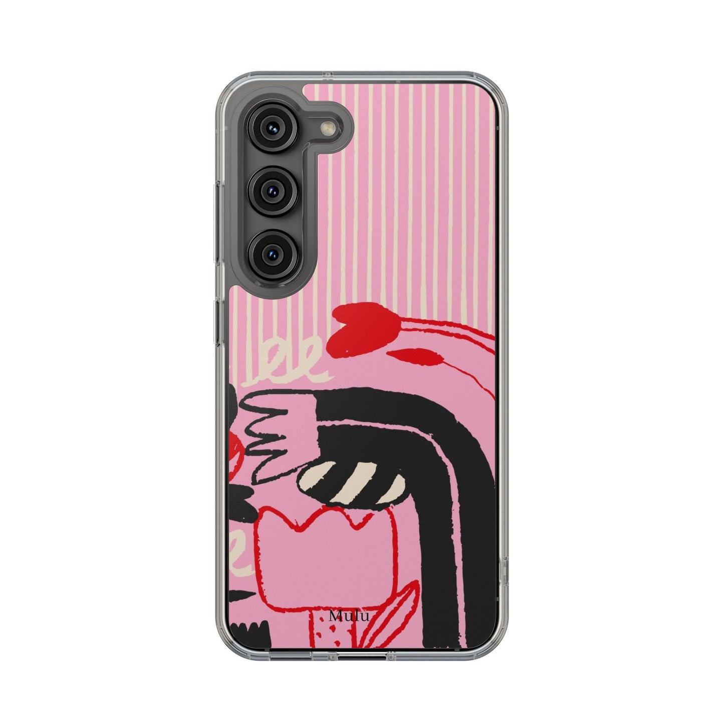 Clear Impact-Resistant Case — Pink Cute Heart Cartoon Design