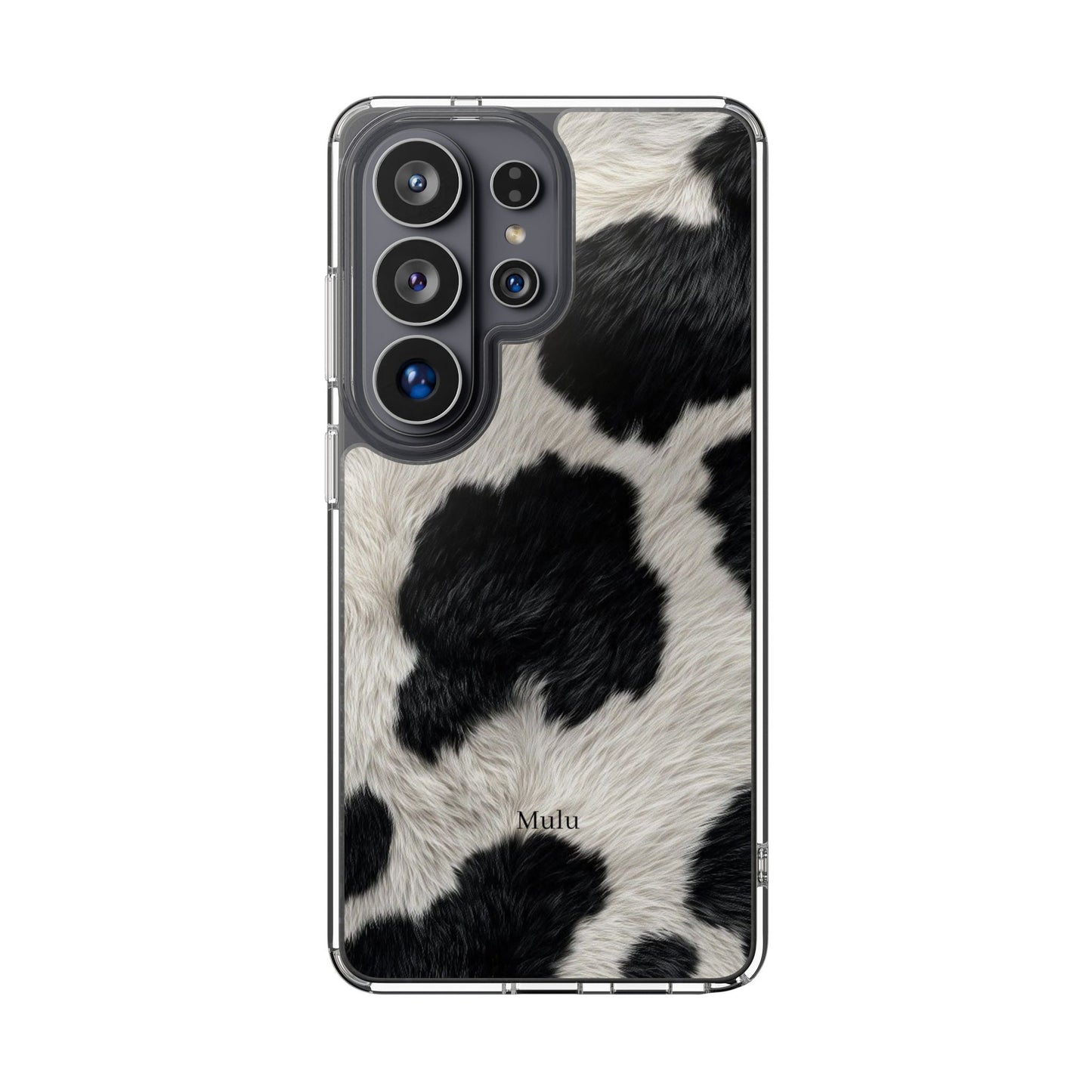 Cow Print Clear Impact Phone Case — Faux Fur Black & White Protection
