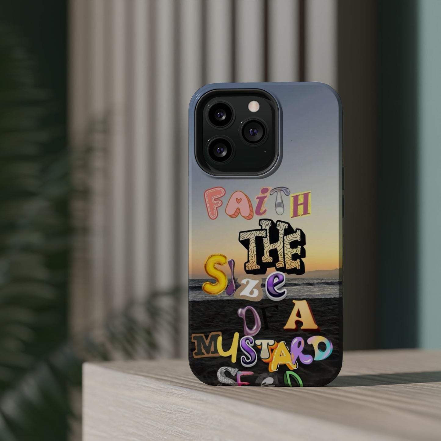 Magnetic Impact-Resistant Phone Case — "Faith the Size of a Mustard Seed" Sunset Design