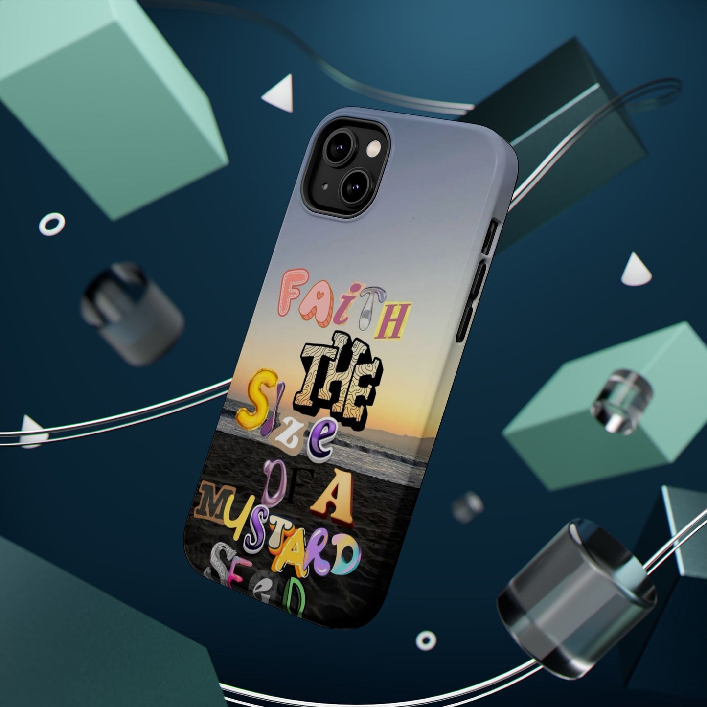 Magnetic Impact-Resistant Phone Case — "Faith the Size of a Mustard Seed" Sunset Design