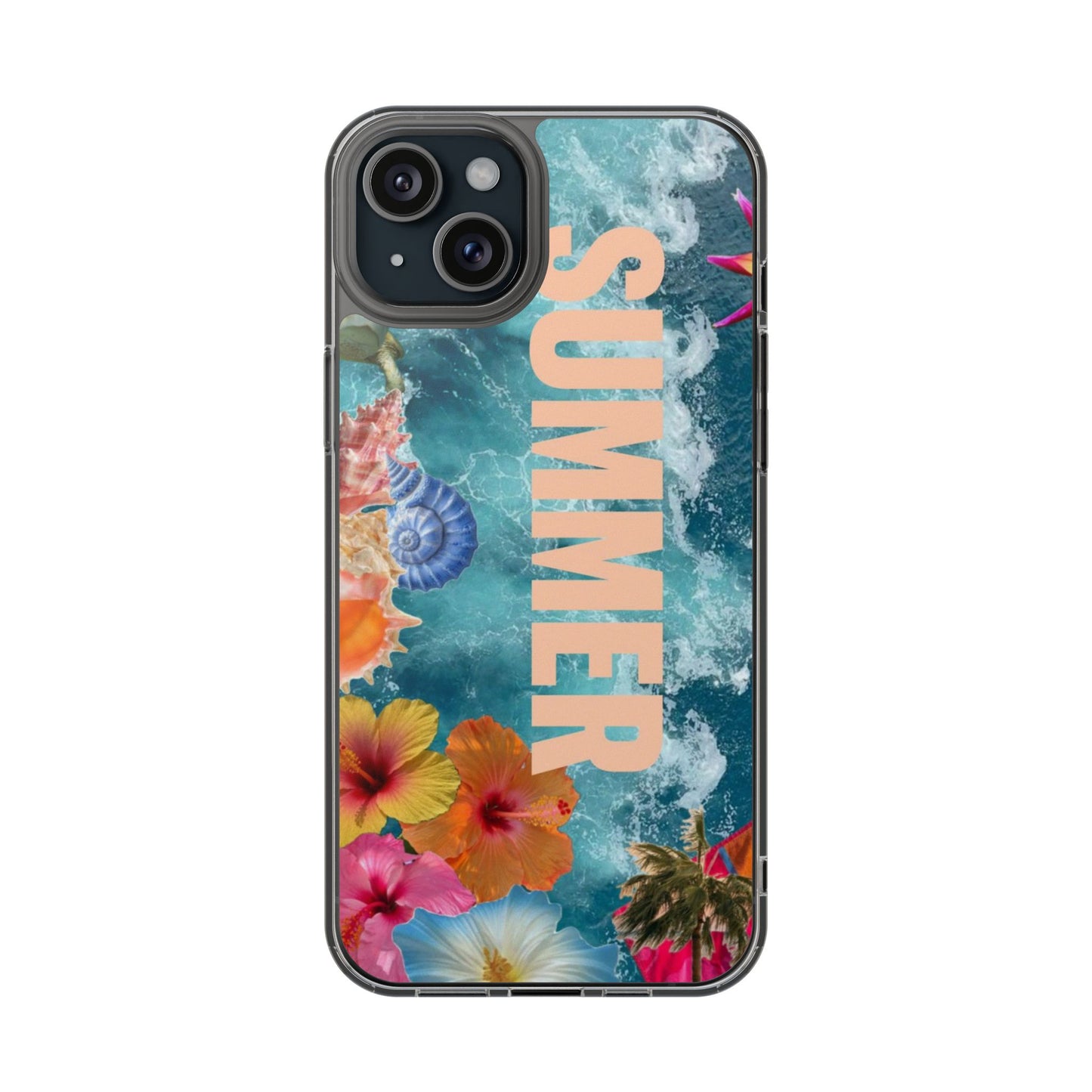 Summer Floral Clear Impact Phone Case — "SUMMER" Tropical Hibiscus Design