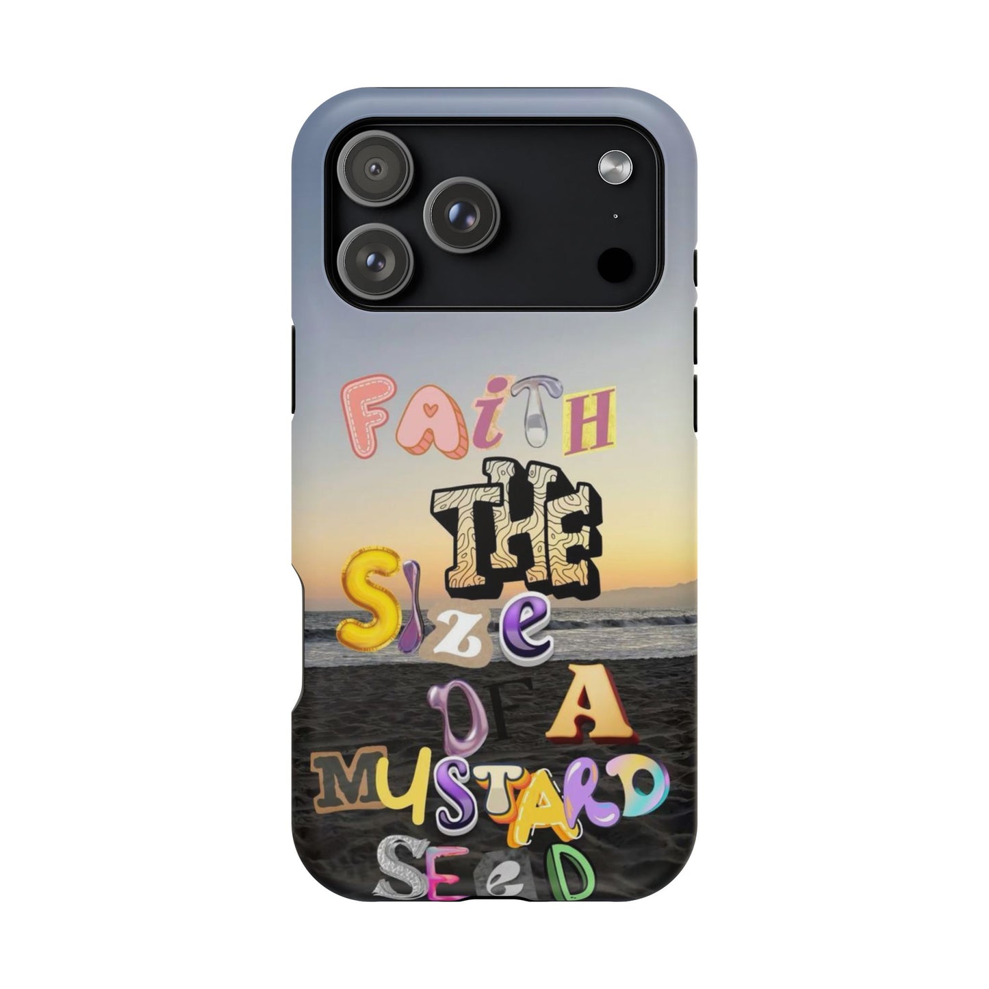 Magnetic Impact-Resistant Phone Case — "Faith the Size of a Mustard Seed" Sunset Design