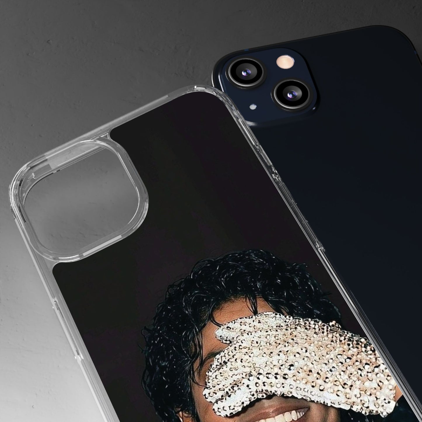 Michael Jackson Smiling Portrait Clear Phone Case — Retro Pop Icon Design