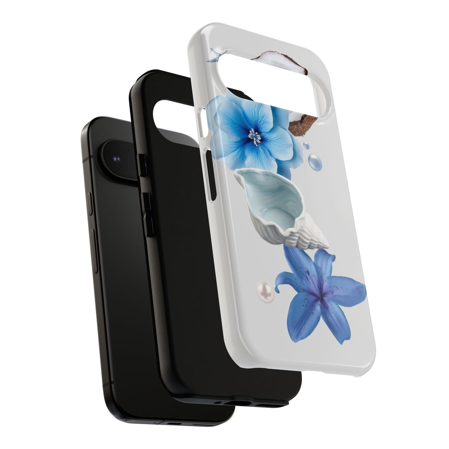Tropical Blue Floral Phone Case — Coconut, Shell & Starfish Design