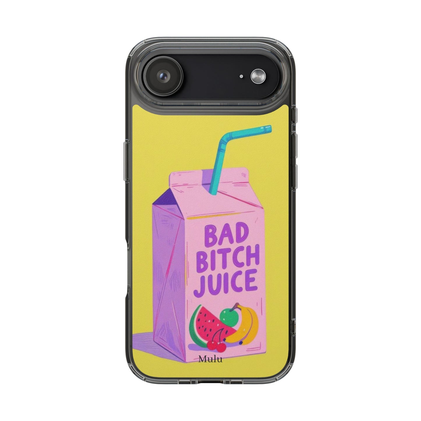 Clear Impact-Resistant Phone Case — "Bad Bitch Juice" Cartoon Juice Box Design