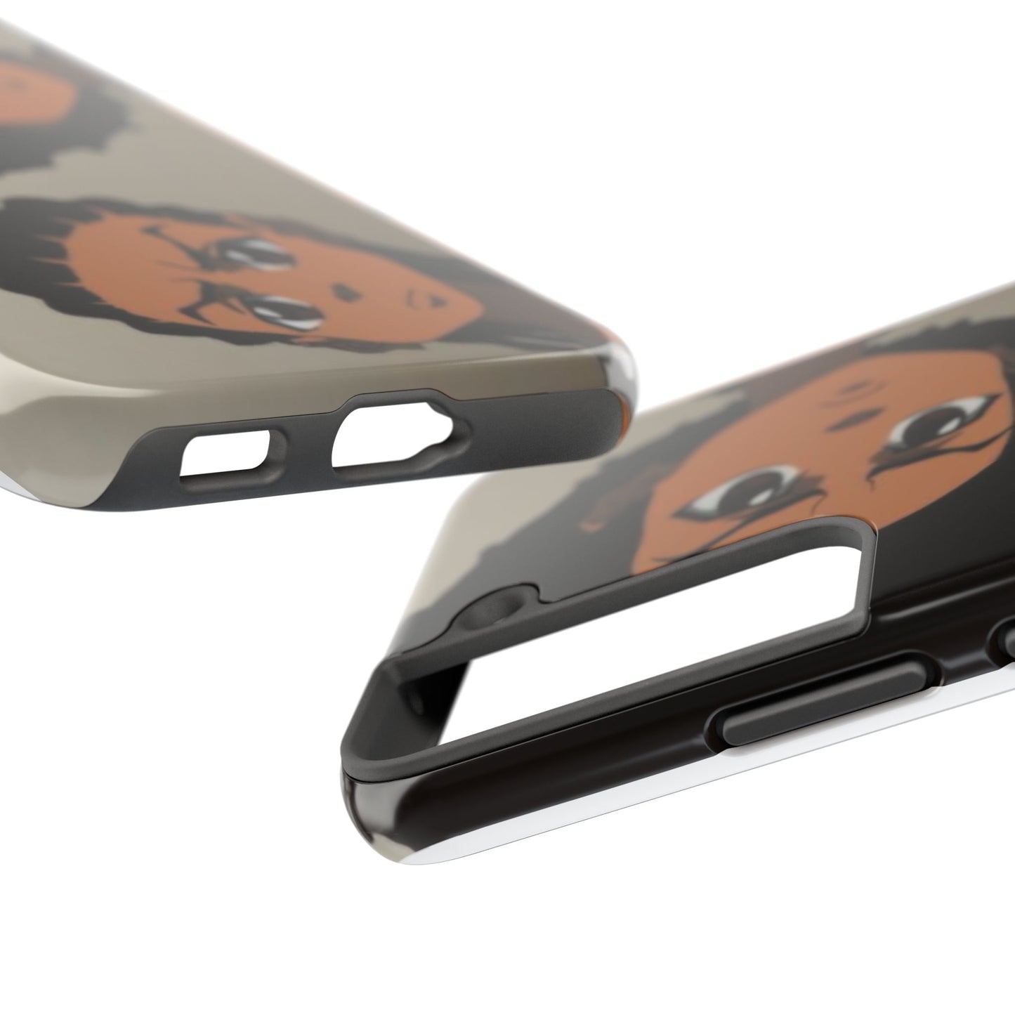 Tough Phone Case — Afro Anime Duo Face Design, Protective Shockproof Cover