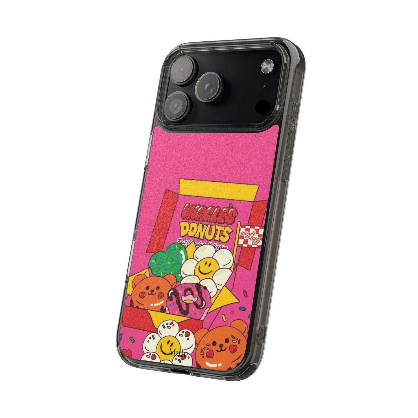 Donut Box Cute Phone Case — Clear Impact‑Resistant iPhone Cover with Smiling Donuts