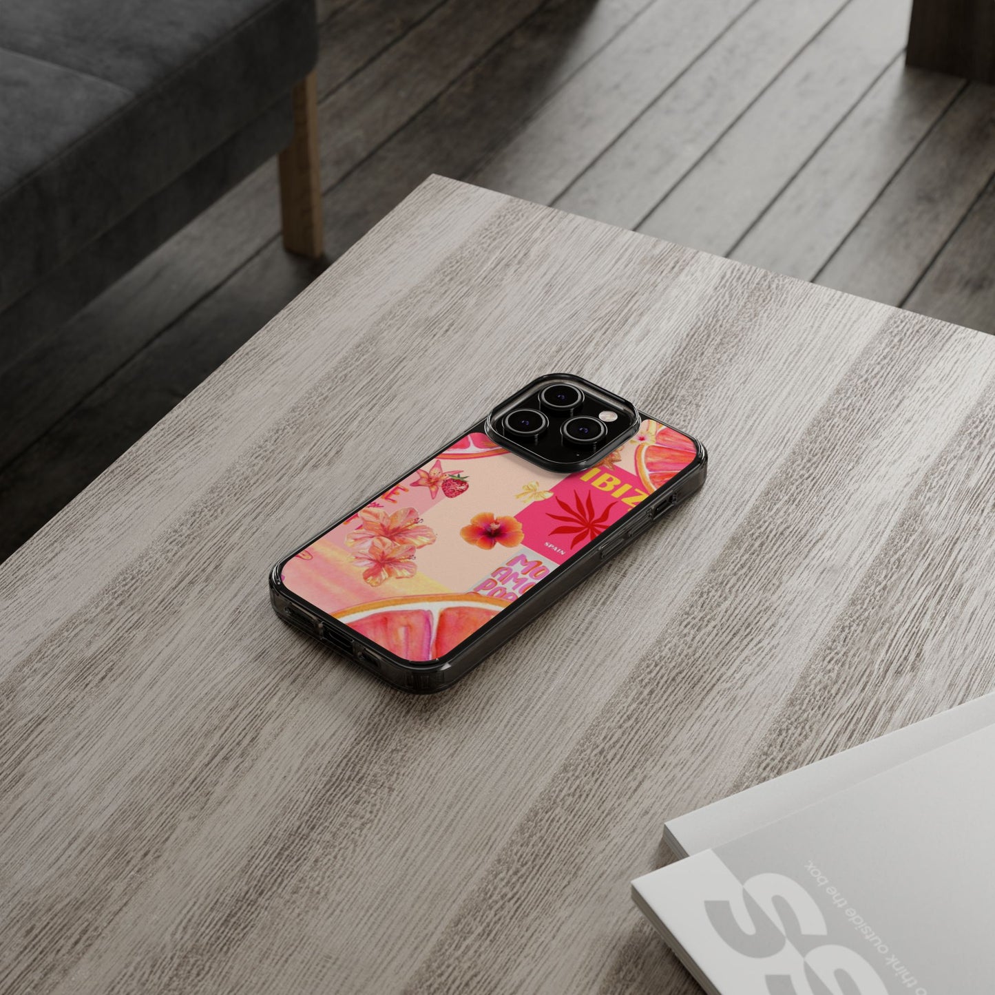 Clear Impact Phone Case — Pink Ibiza Citrus Floral Design