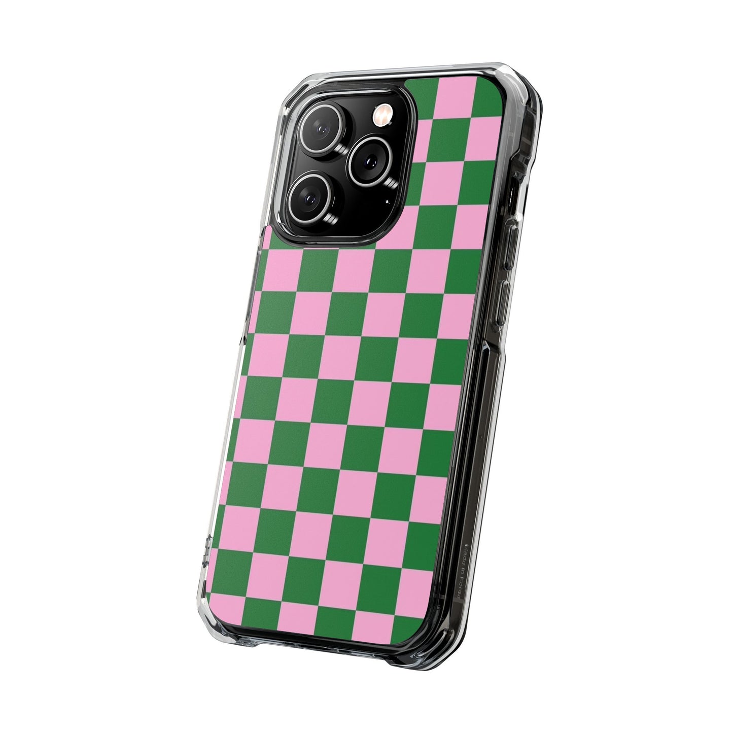Pink & Green Checkerboard Magnetic Clear Phone Case