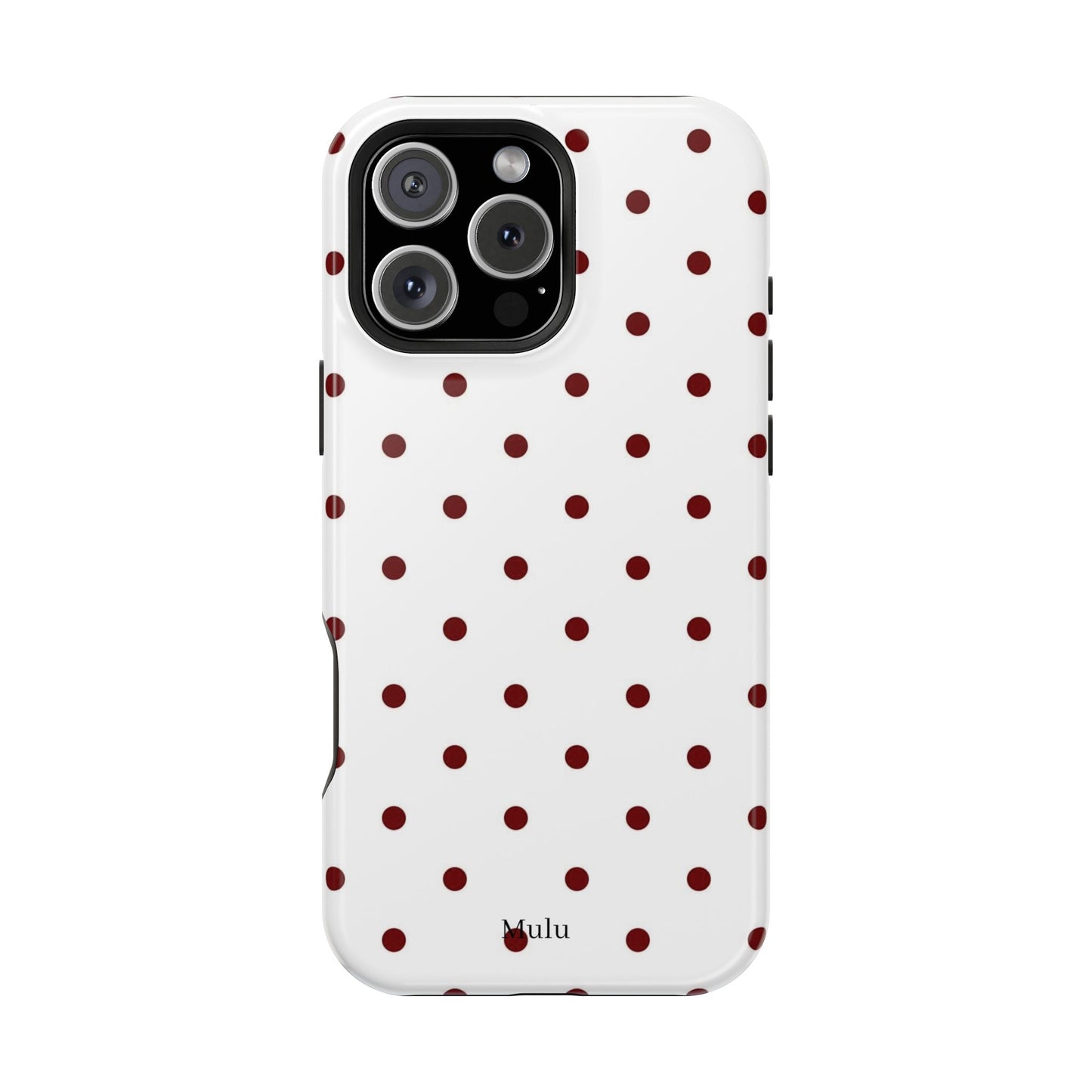 Polka Dot Magnetic Impact-Resistant Phone Case — Red Dots on White