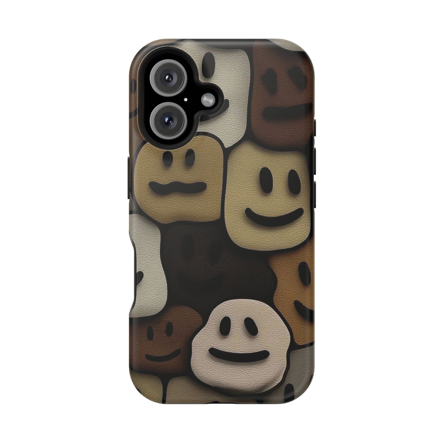 Magnetic Impact-Resistant Case — Brown Smiley Tile Phone Cover