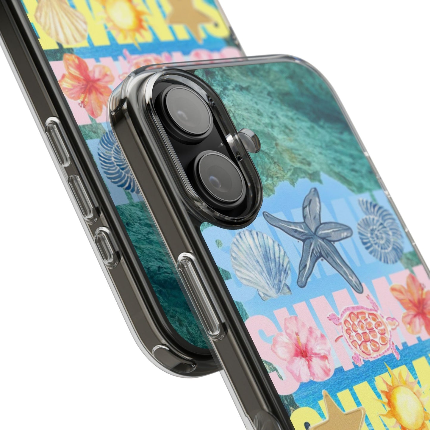 Clear Summer Beach Phone Case — Impact‑Resistant Tropical Design