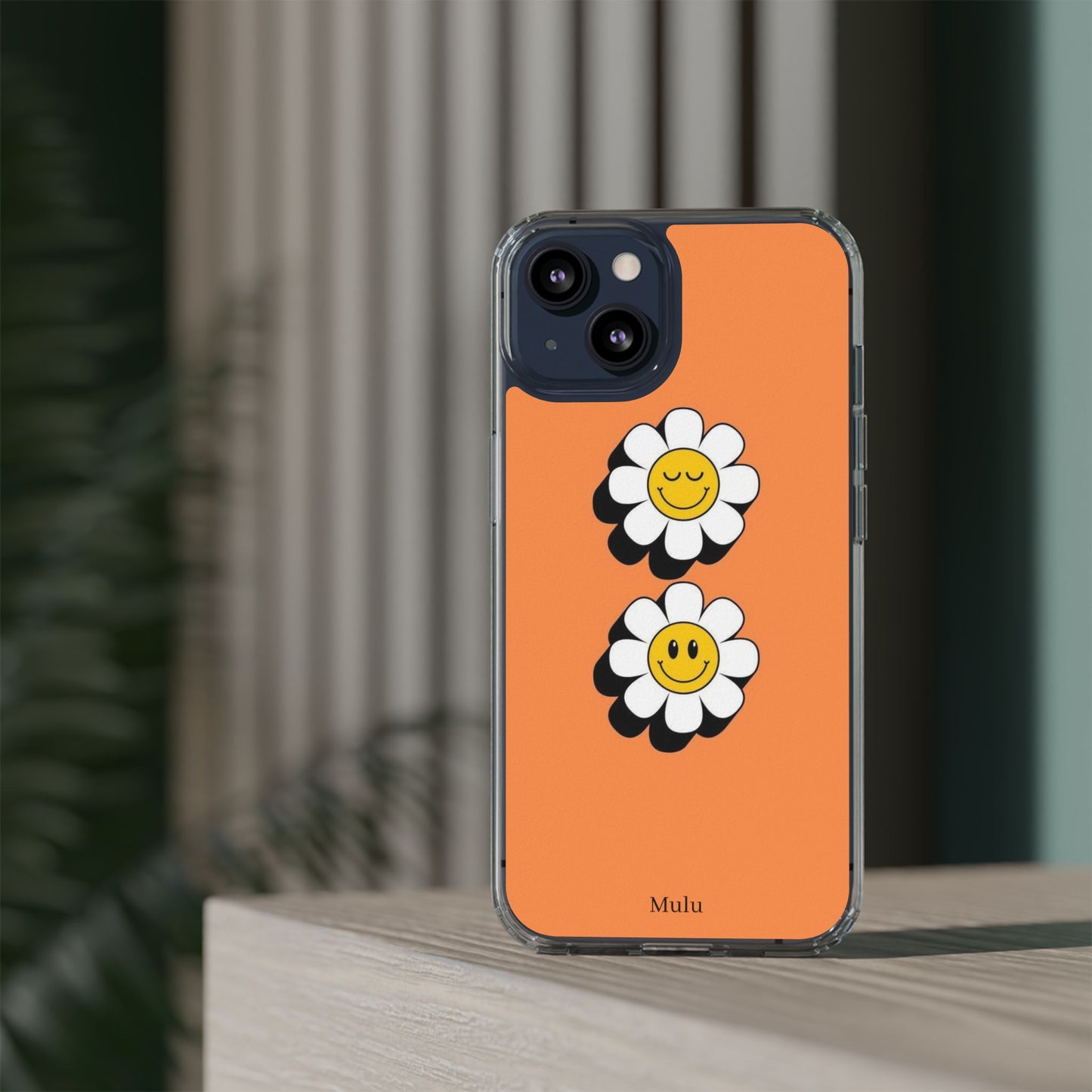 Phone Case — Orange Smiley Daisy Clear Impact‑Resistant Case