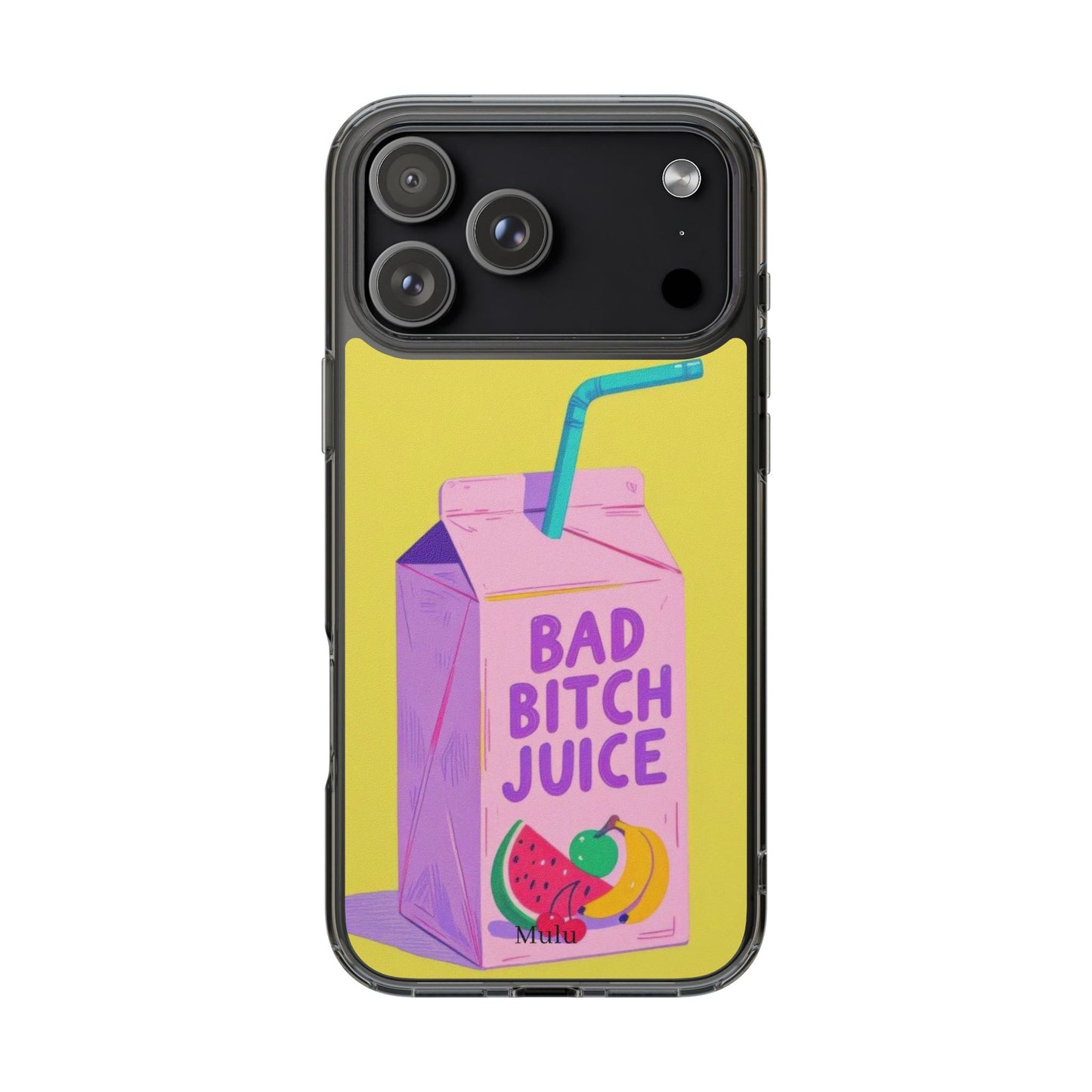 Clear Impact-Resistant Phone Case — "Bad Bitch Juice" Cartoon Juice Box Design