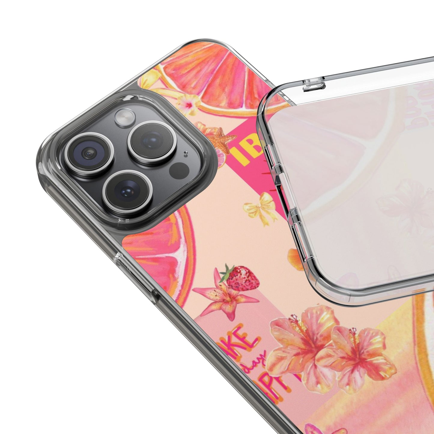 Clear Impact Phone Case — Pink Ibiza Citrus Floral Design