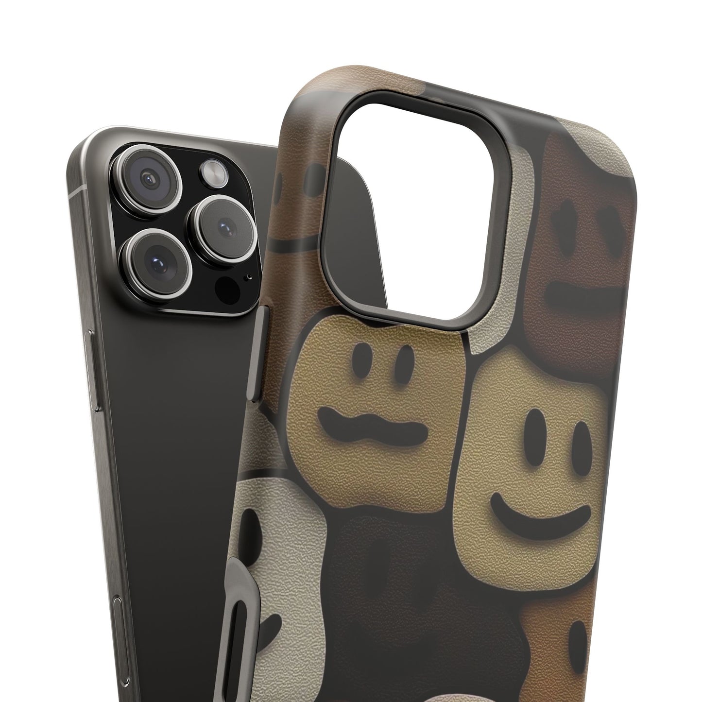 Magnetic Impact-Resistant Case — Brown Smiley Tile Phone Cover