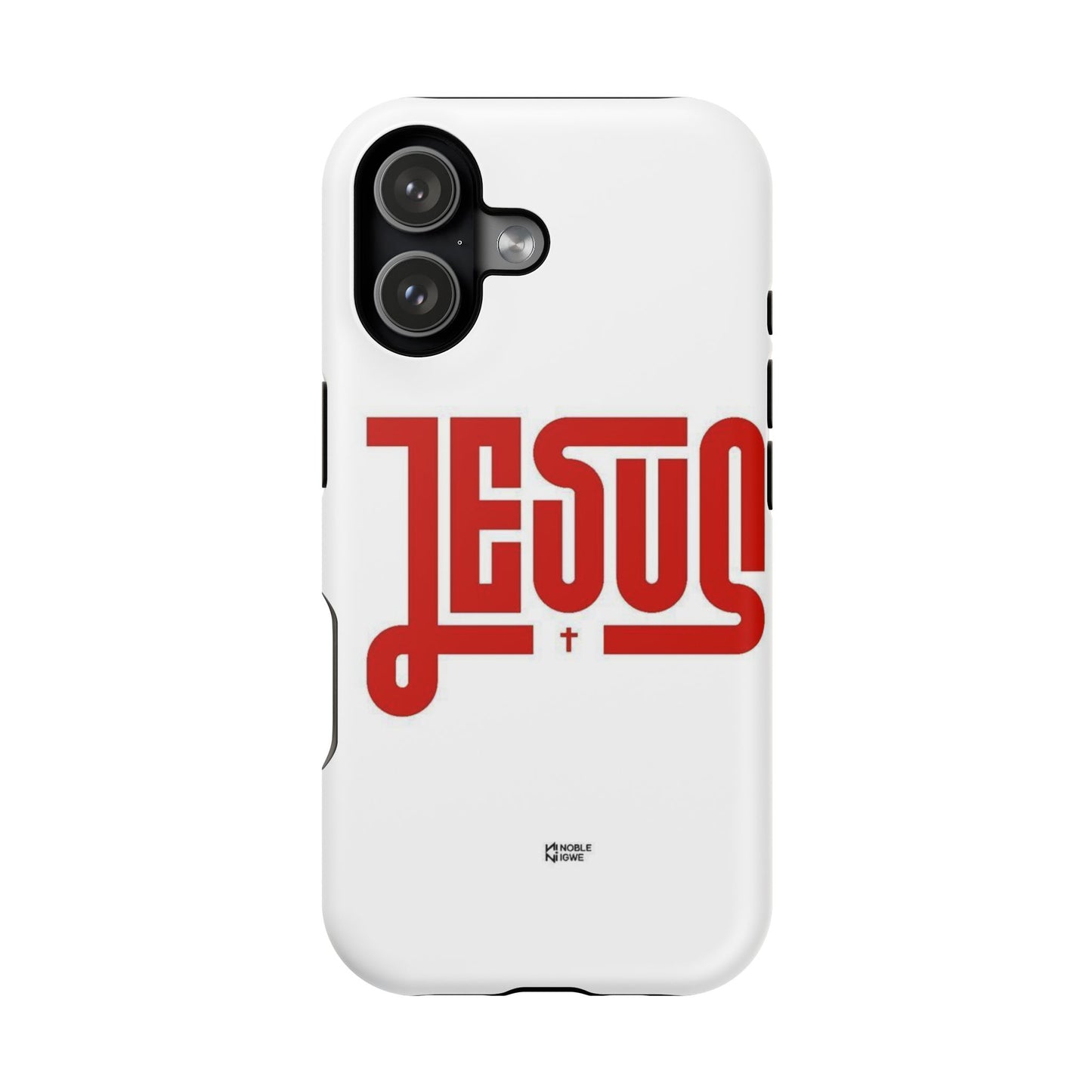 Jesus Magnetic Impact‑Resistant Phone Case — Bold Red Script Christian iPhone Cover