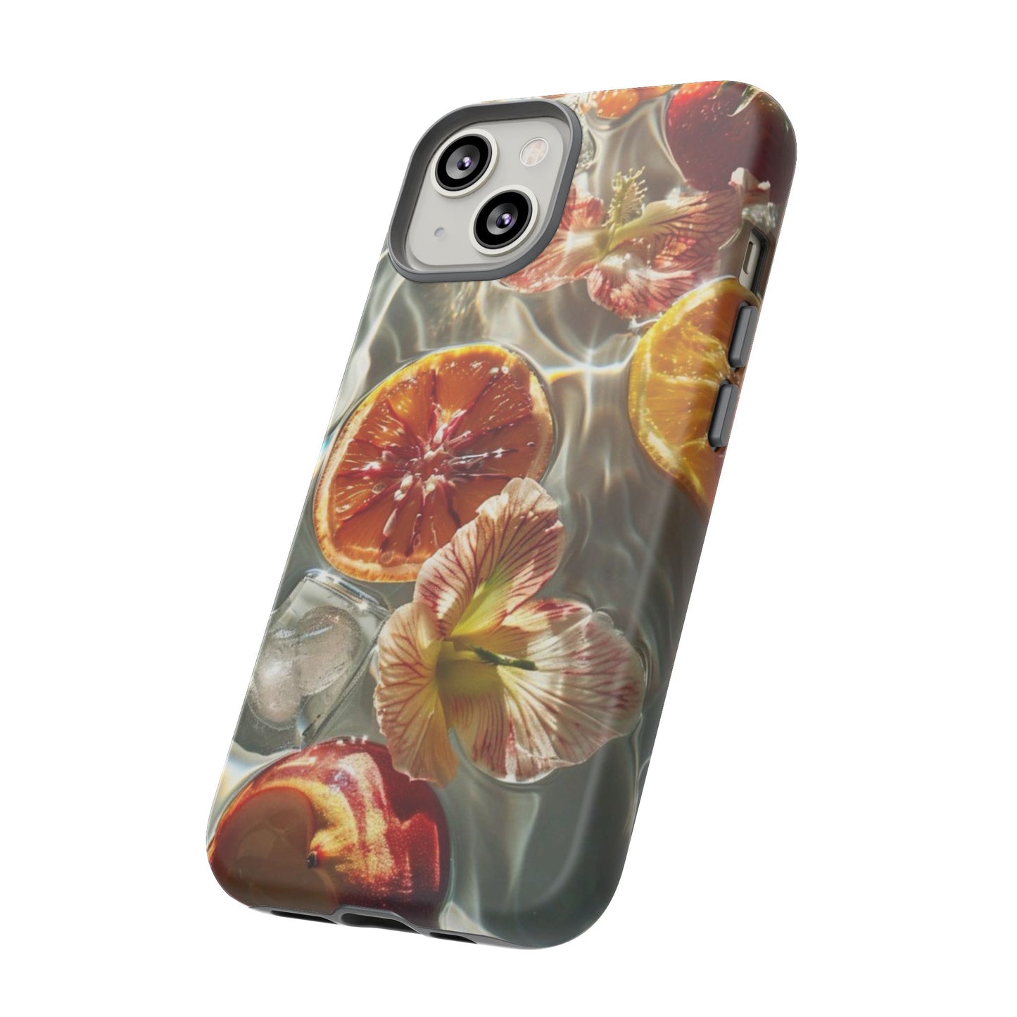 Citrus & Hibiscus Protective Phone Case – Summer Fruit Water Print Tough Case