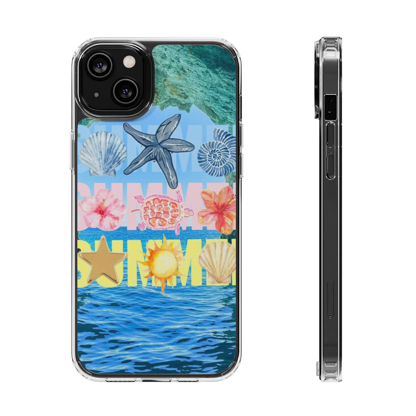 Clear Summer Beach Phone Case — Impact‑Resistant Tropical Design