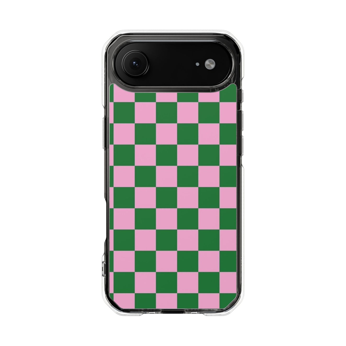 Pink & Green Checkerboard Magnetic Clear Phone Case