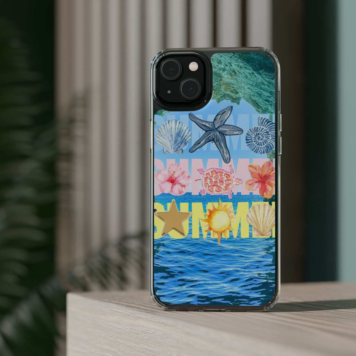 Clear Summer Beach Phone Case — Impact‑Resistant Tropical Design