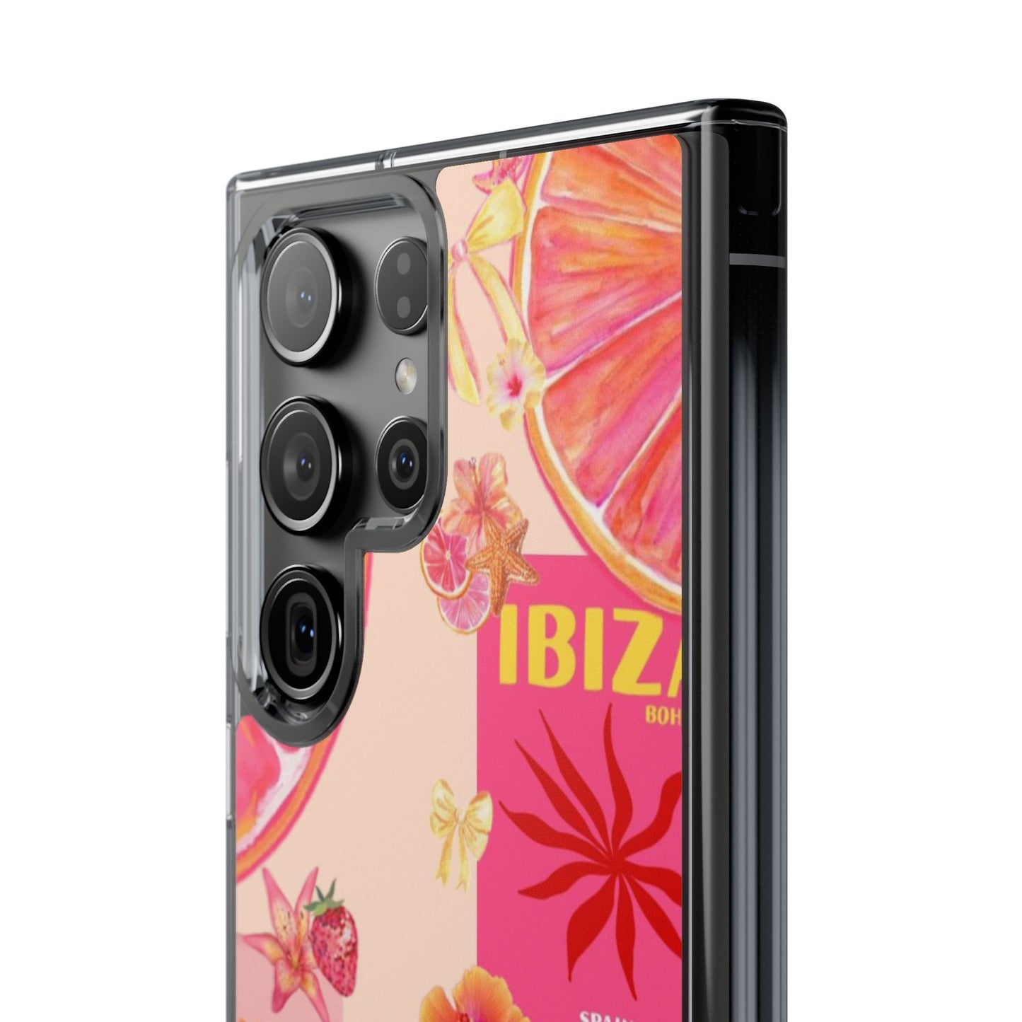 Clear Impact Phone Case — Pink Ibiza Citrus Floral Design