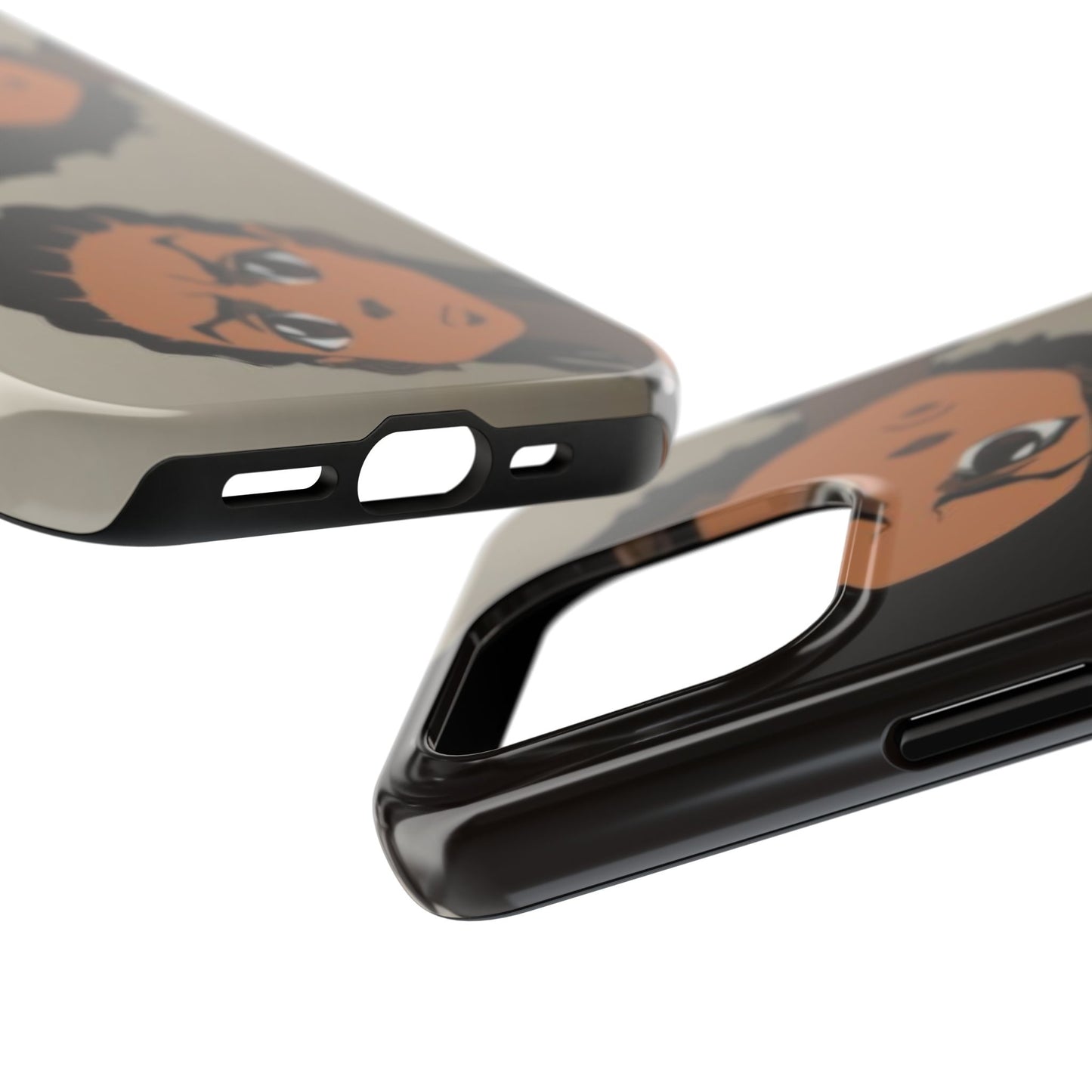 Tough Phone Case — Afro Anime Duo Face Design, Protective Shockproof Cover