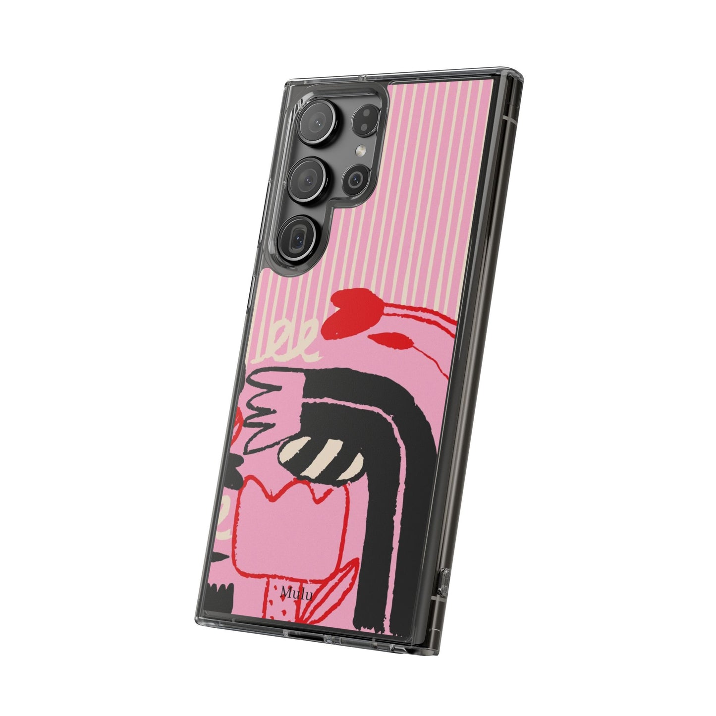 Clear Impact-Resistant Case — Pink Cute Heart Cartoon Design