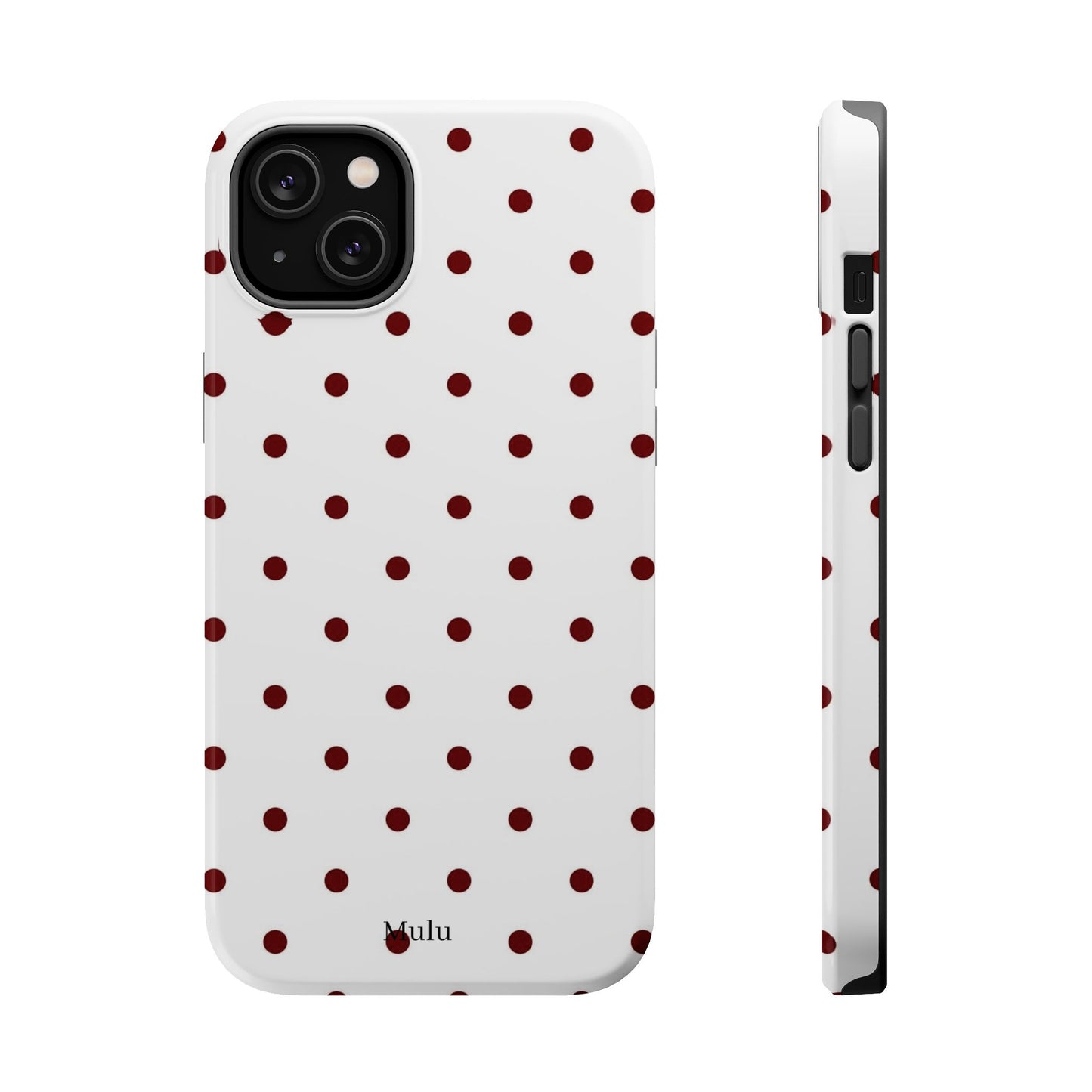 Polka Dot Magnetic Impact-Resistant Phone Case — Red Dots on White