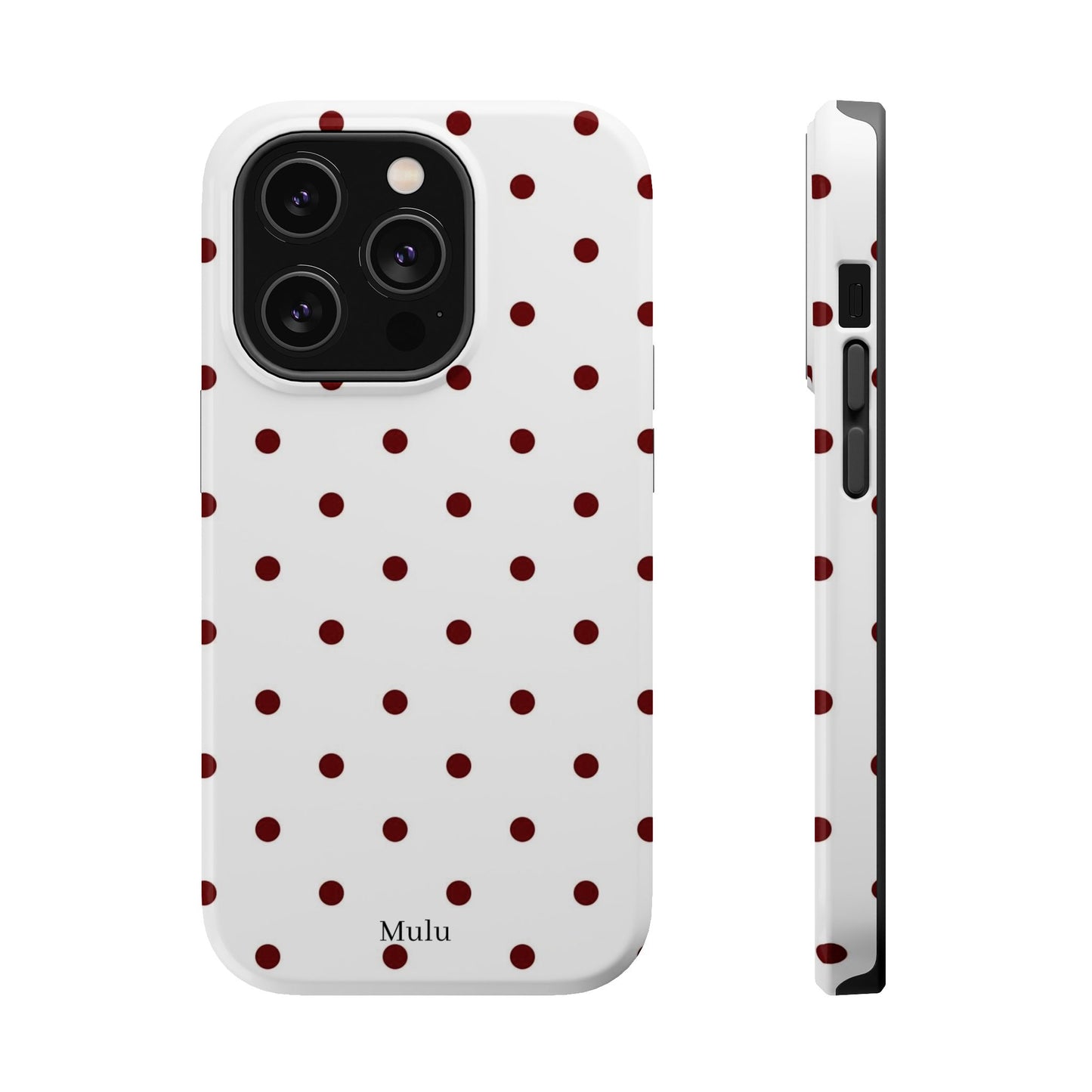 Polka Dot Magnetic Impact-Resistant Phone Case — Red Dots on White