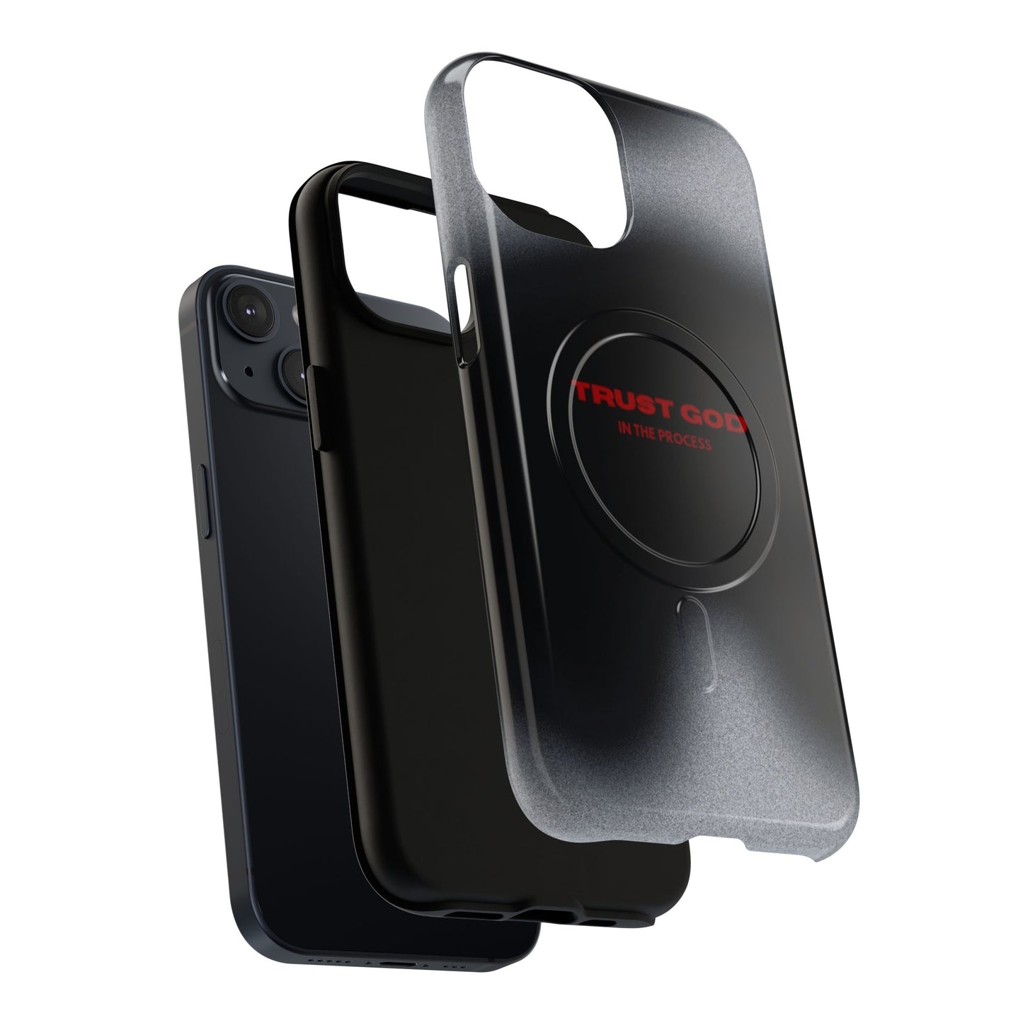 MagSafe Phone Case — "Trust God in the Process" Black Magnetic Tough Case