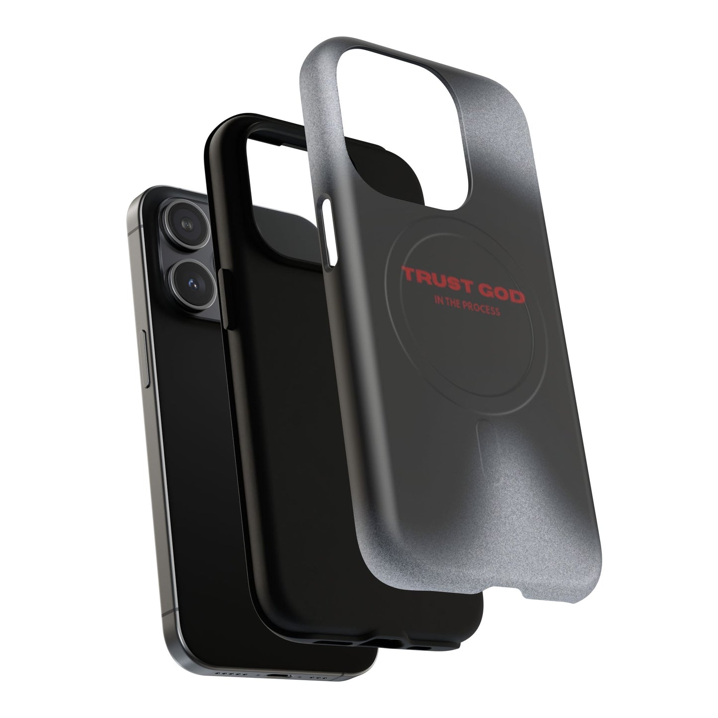MagSafe Phone Case — "Trust God in the Process" Black Magnetic Tough Case