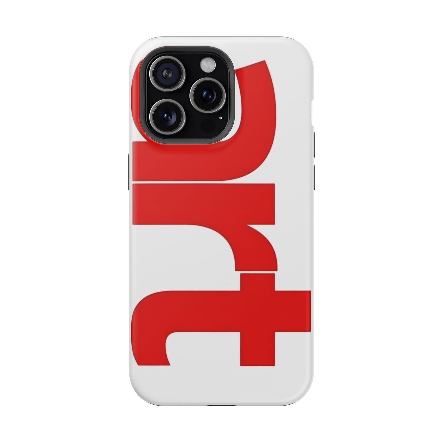 Magnetic Impact-Resistant Phone Case — Bold Red Typographic Design