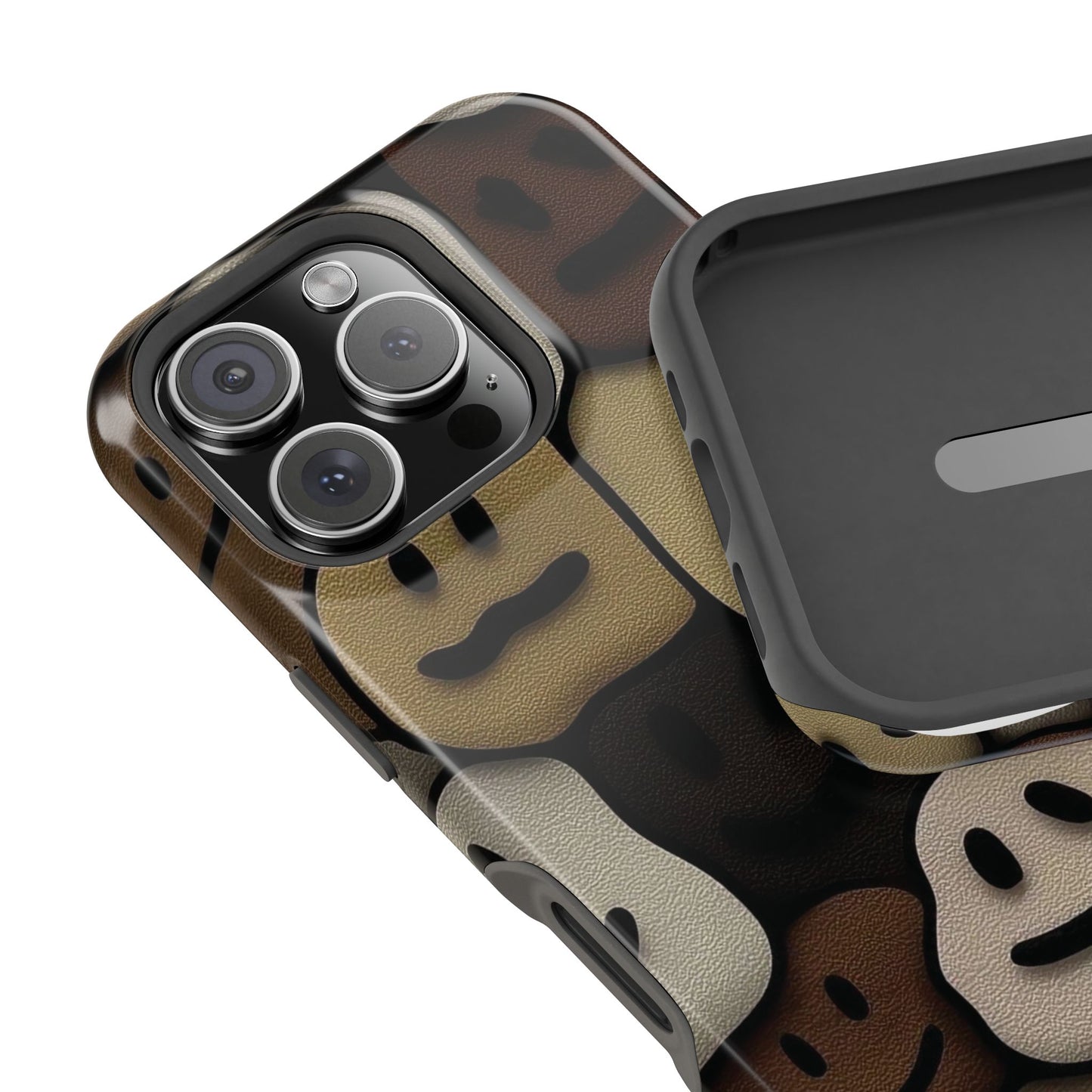 Magnetic Impact-Resistant Case — Brown Smiley Tile Phone Cover