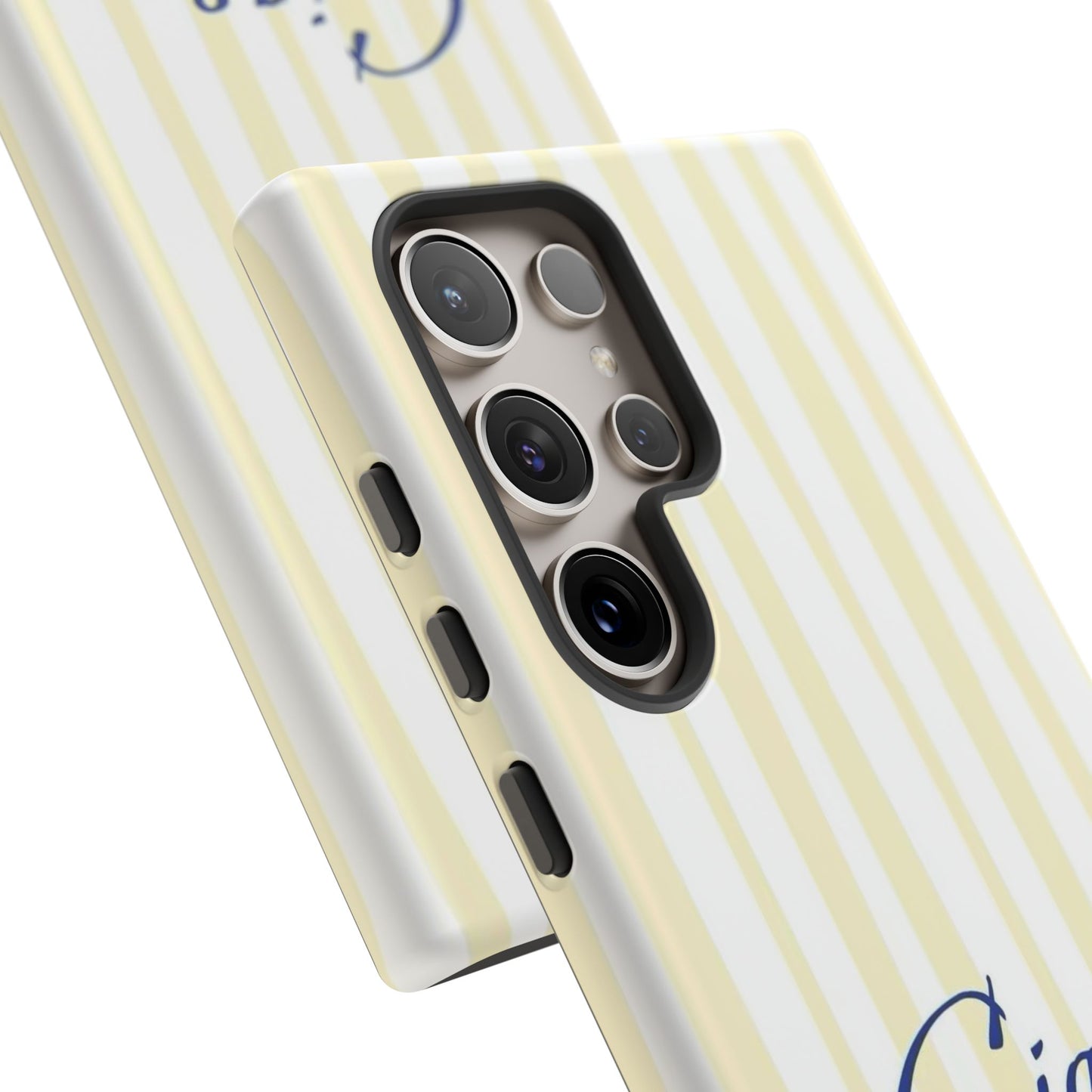 Ciao Bella Phone Case – Striped Elegant Italian Script Protective Cover