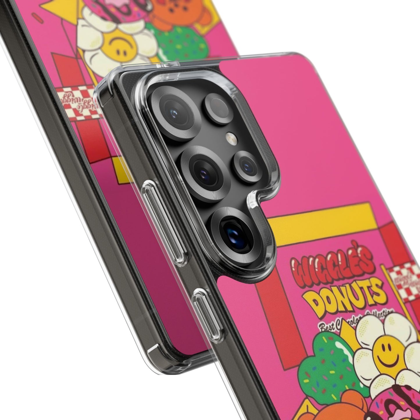 Donut Box Cute Phone Case — Clear Impact‑Resistant iPhone Cover with Smiling Donuts