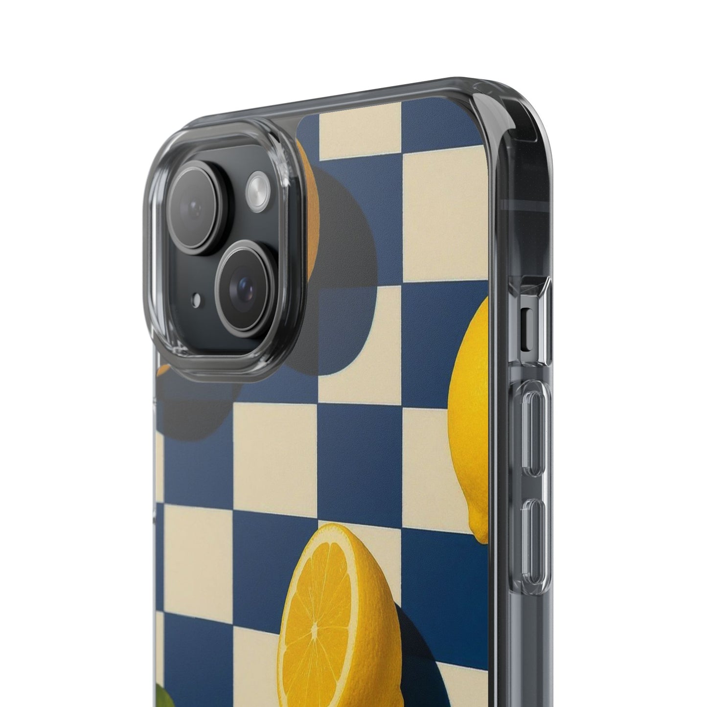 Clear Impact-Resistant Case — Retro Checkered Lemons Phone Case