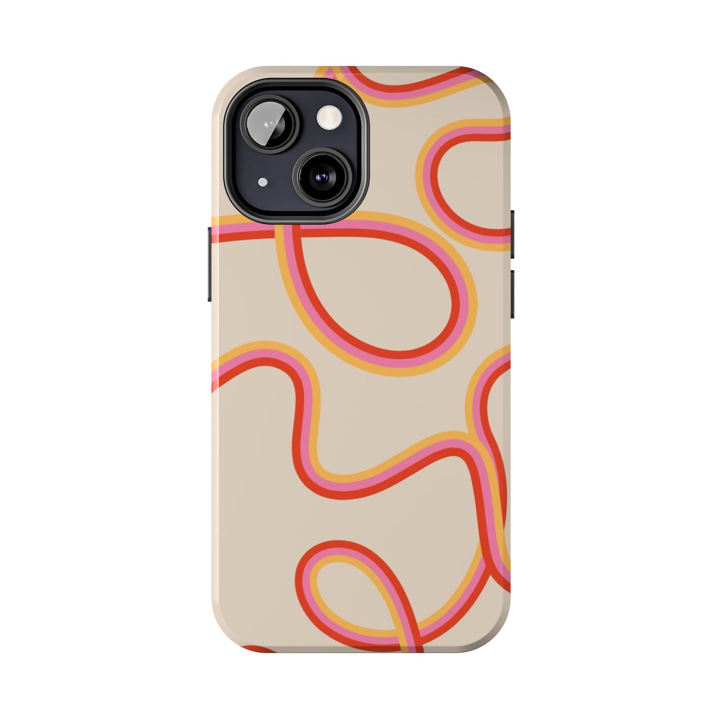 Retro Swirl Tough Phone Case — Beige Pink Orange Abstract Protection
